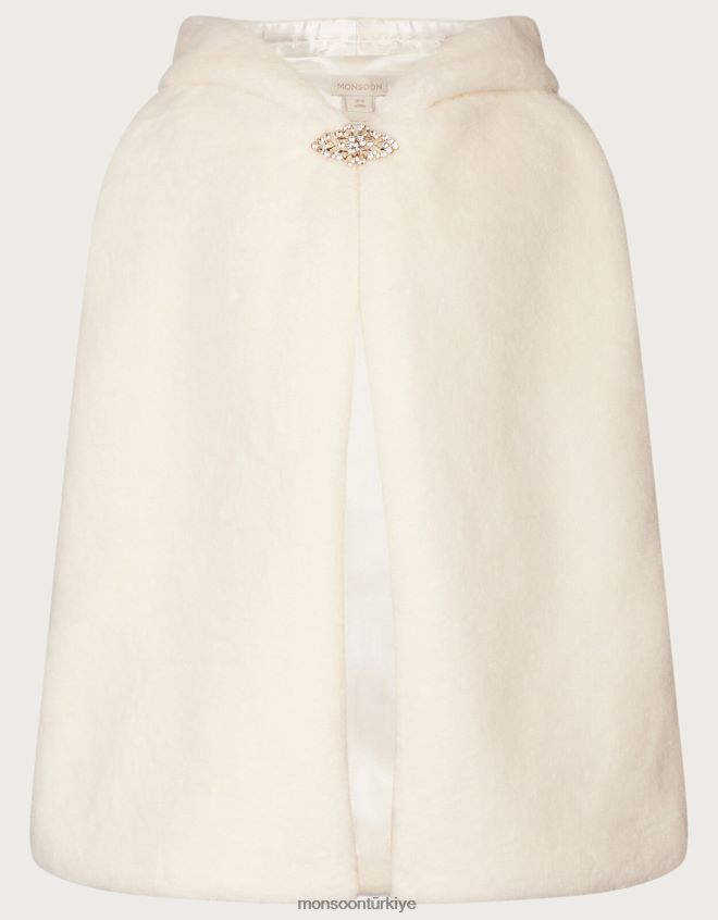 Monsoon kız harikalar diyarı uzun suni kürk pelerin JH86BT1925 Giyim fildişi