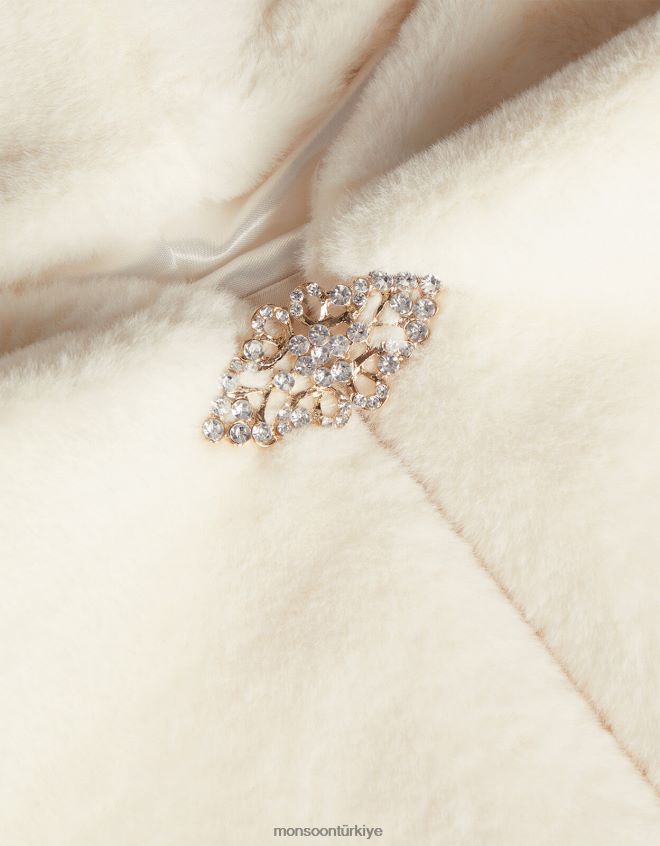 Monsoon kız harikalar diyarı uzun suni kürk pelerin JH86BT1925 Giyim fildişi