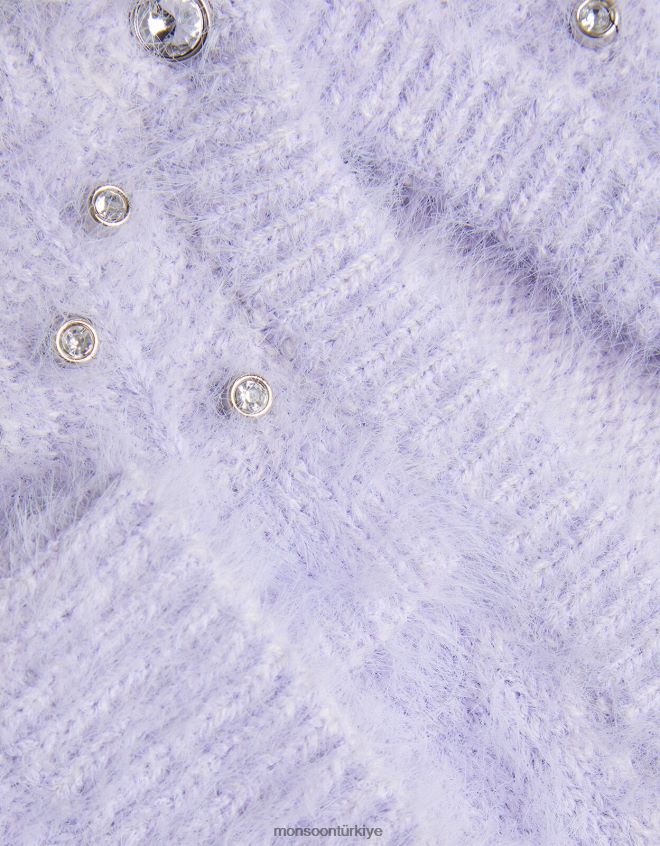 Monsoon kız kabarık taşlı yaka bolero hırka JH86BT1609 Giyim mor (leylak)