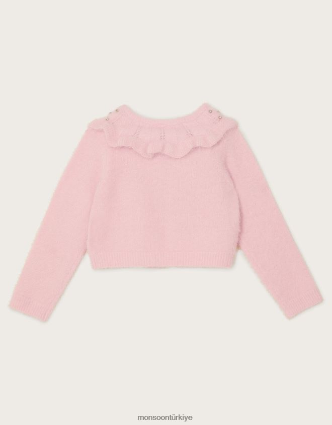 Monsoon kız kabarık taşlı yaka bolero hırka JH86BT1692 Giyim pembe