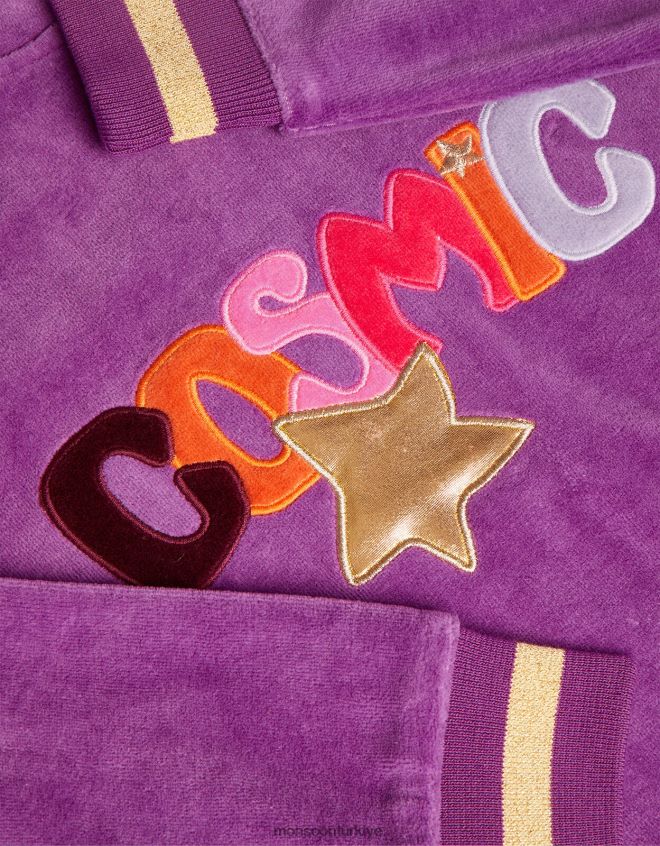 Monsoon kız kozmik kadife fermuarlı bomber ceket JH86BT1704 Giyim mor