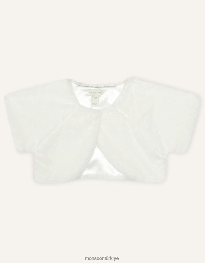 Monsoon kız sahte kürk omuz silkme JH86BT1926 Giyim fildişi