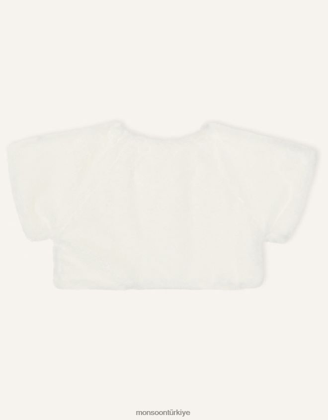 Monsoon kız sahte kürk omuz silkme JH86BT1926 Giyim fildişi