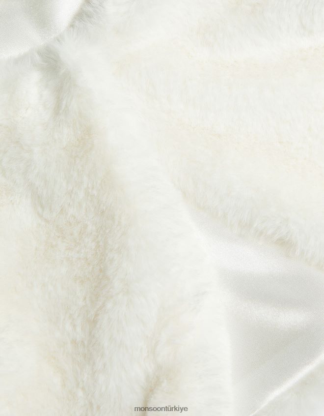 Monsoon kız sahte kürk omuz silkme JH86BT1926 Giyim fildişi