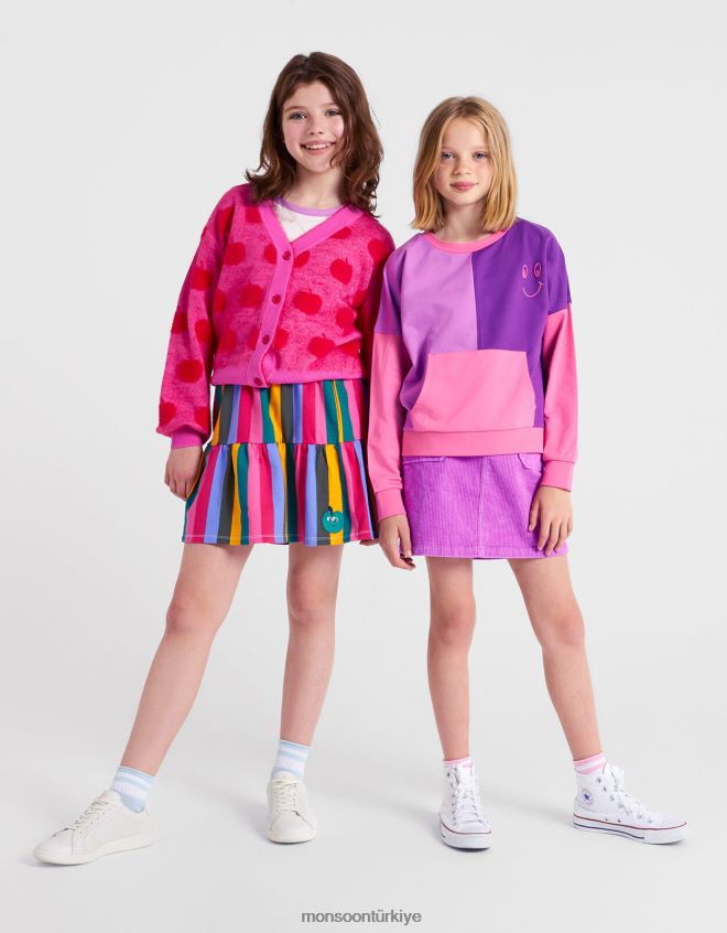 Monsoon çocuklar blok renkli eşofman üstü JH86BT1644 Giyim pembe