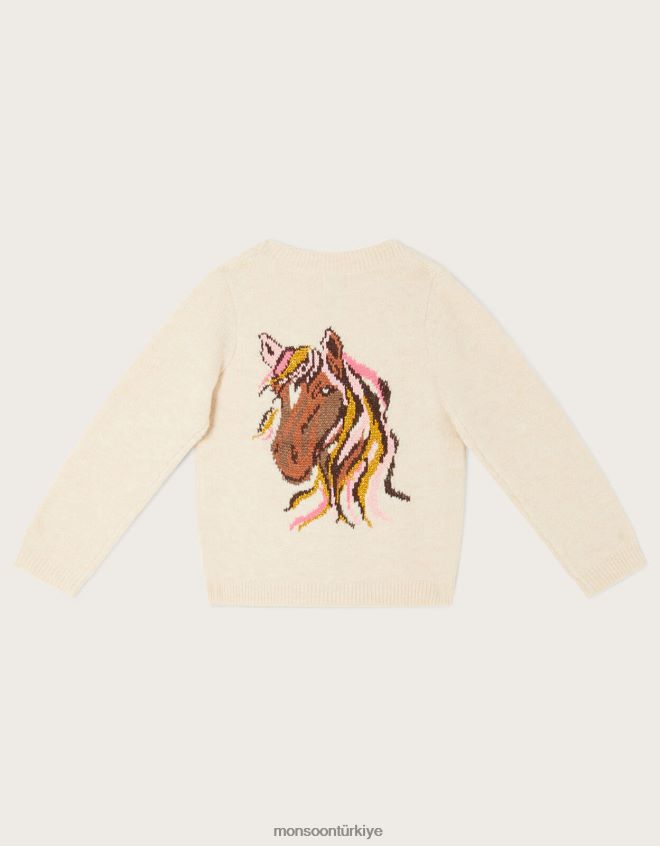 Monsoon çocuklar kakmacılık at v yaka hırka JH86BT1996 Giyim deve (yulaf ezmesi)