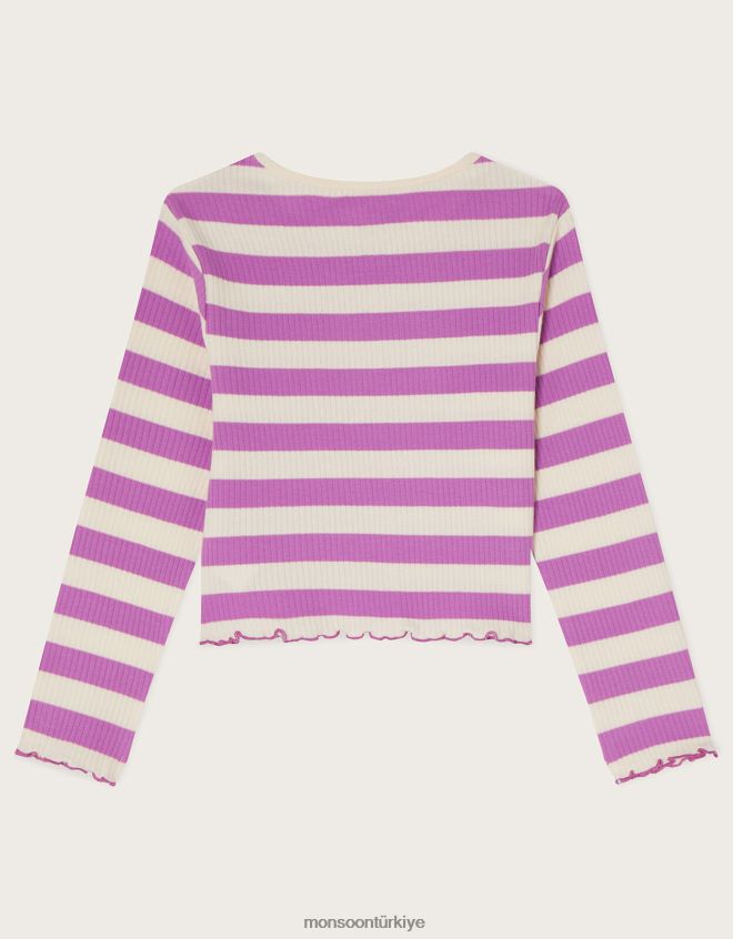 Monsoon çocuklar mahsul jarse eşofman üstü JH86BT2048 Giyim mor