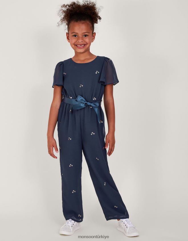 Monsoon kız pullu parti tulumunu dağıt JH86BT1696 Giyim Mavi Donanma)