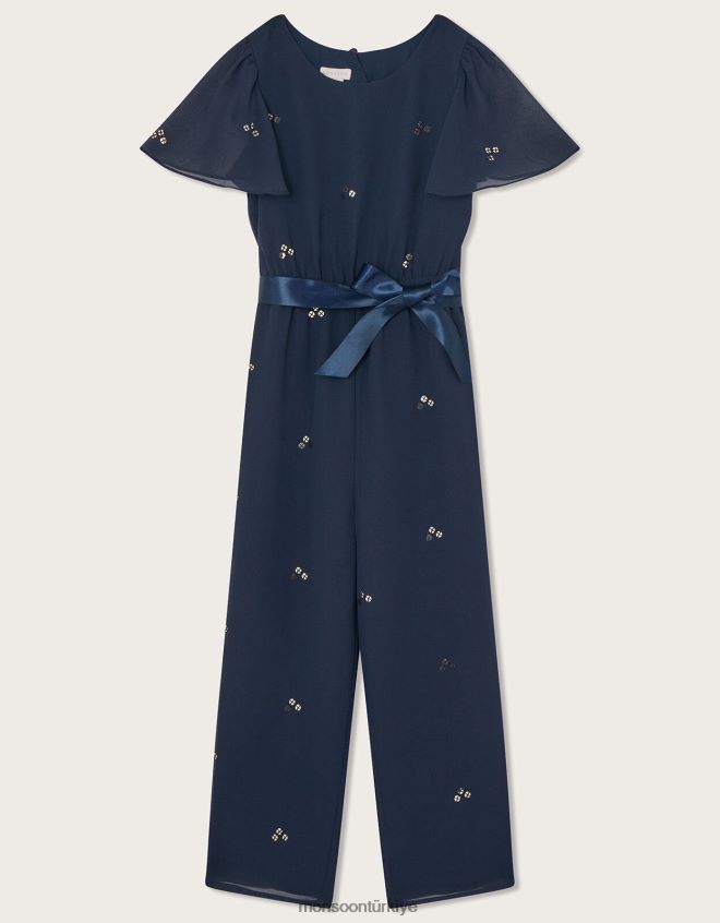 Monsoon kız pullu parti tulumunu dağıt JH86BT1696 Giyim Mavi Donanma)