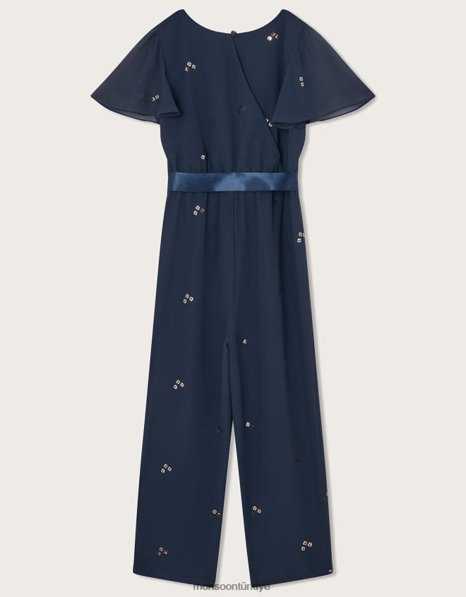 Monsoon kız pullu parti tulumunu dağıt JH86BT1696 Giyim Mavi Donanma)