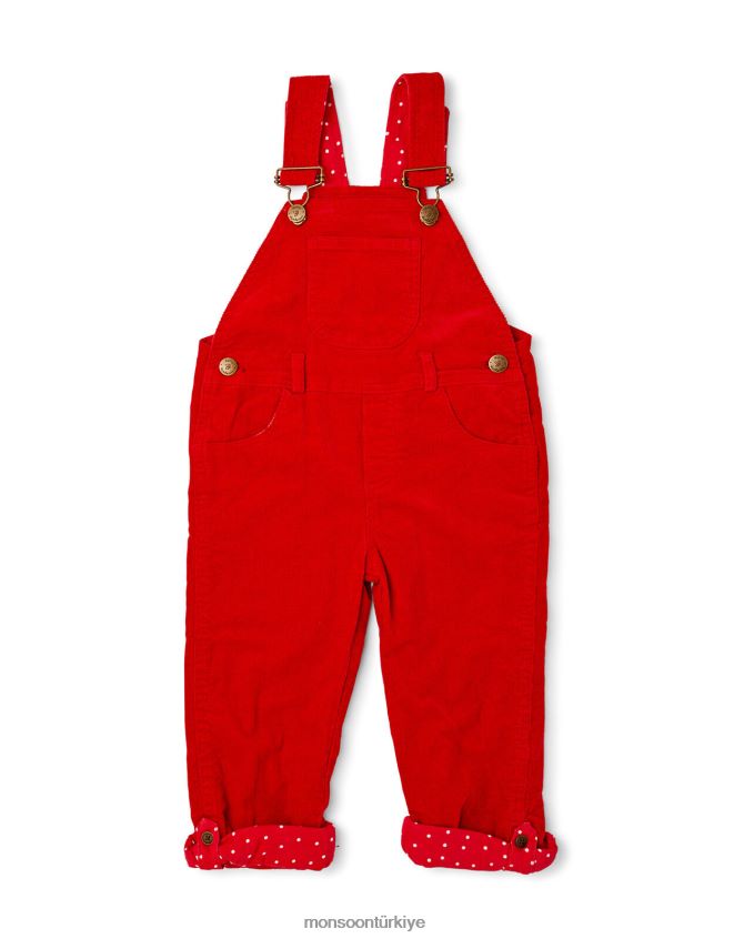 Monsoon çocuklar noktalı kaba tulum kadife tulum JH86BT1843 Giyim kırmızı