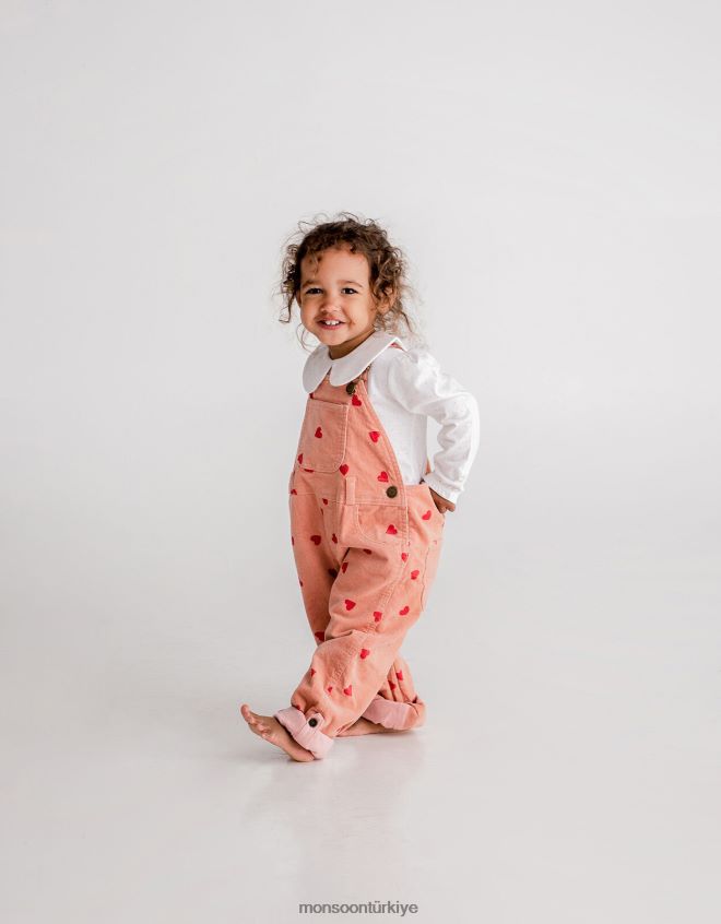 Monsoon çocuklar noktalı tulum kalp baskılı tulum JH86BT1780 Giyim pembe