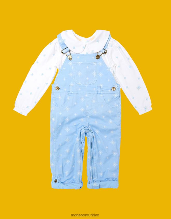 Monsoon çocuklar noktalı tulum kar tanesi desenli tulum JH86BT1909 Giyim mavi