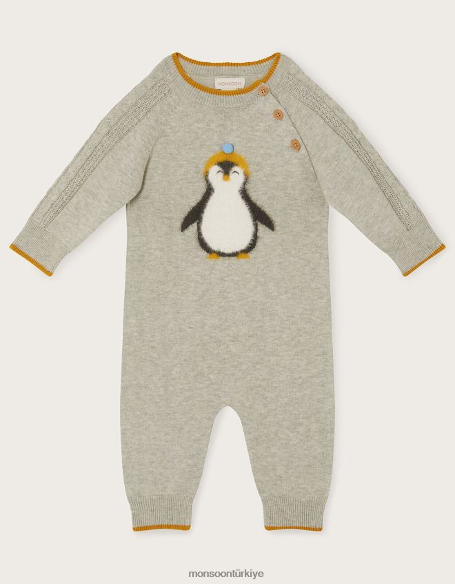 Monsoon çocuklar kabarık penguen pijama takımı JH86BT2218 Giyim gri