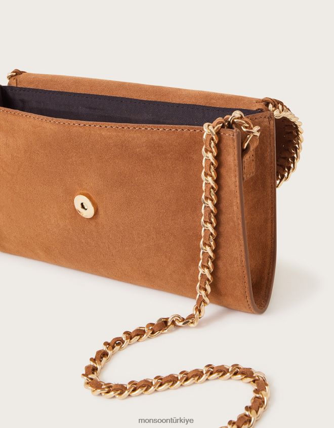Monsoon kadınlar Süet zincirli çapraz çanta JH86BT1209 aksesuar bronzluk