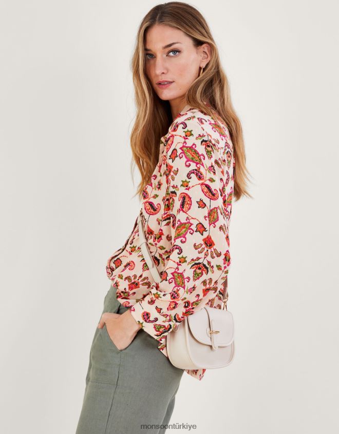 Monsoon kadınlar çapraz vücut eyer çantası JH86BT1247 aksesuar zarif