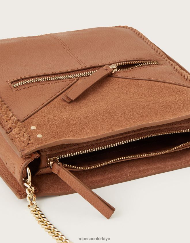 Monsoon kadınlar büyük deri çapraz çanta JH86BT1310 aksesuar şık