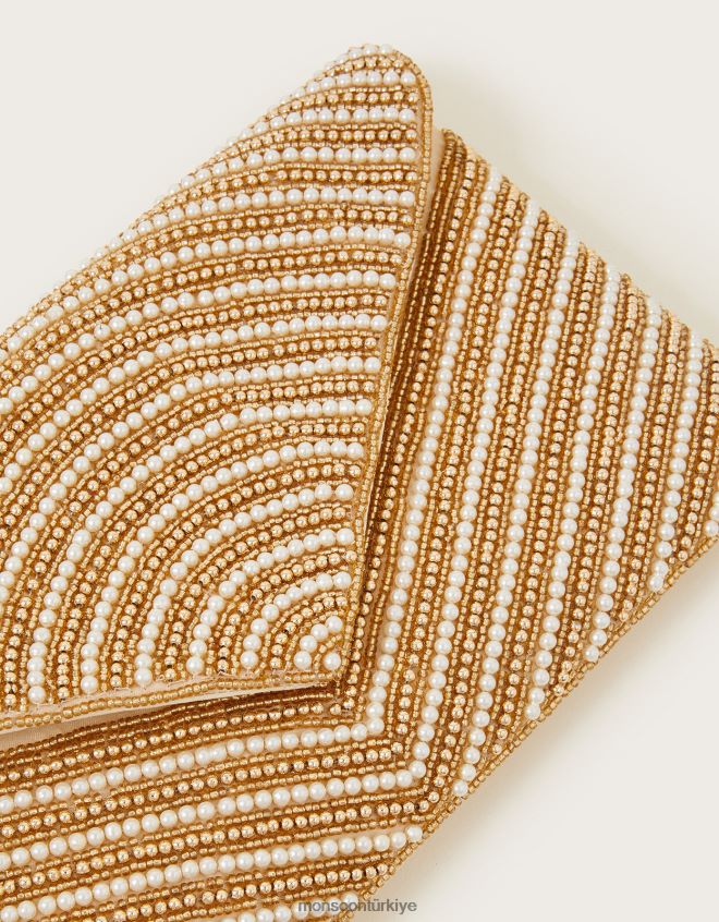 Monsoon kadınlar boncuklu inci zarflı el çantası JH86BT1222 aksesuar şık