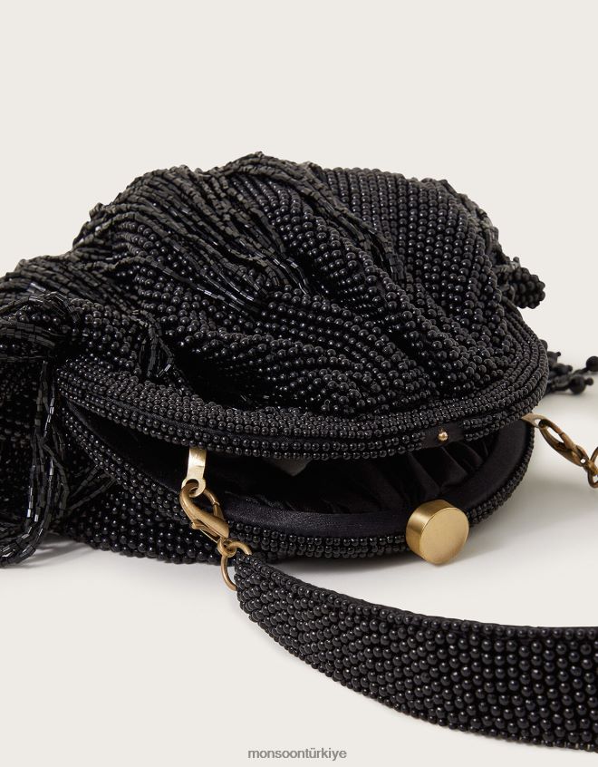 Monsoon kadınlar boncuklu püskül çanta JH86BT1223 aksesuar moda