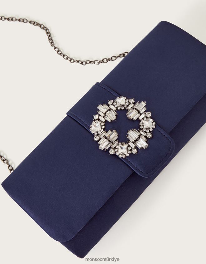 Monsoon kadınlar broş detaylı saten el çantası JH86BT1204 aksesuar sıcak