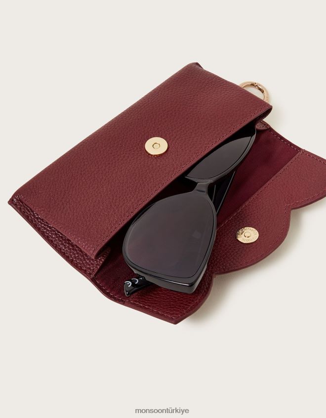 Monsoon kadınlar deri taraklı gözlük kılıfı JH86BT1288 aksesuar şık