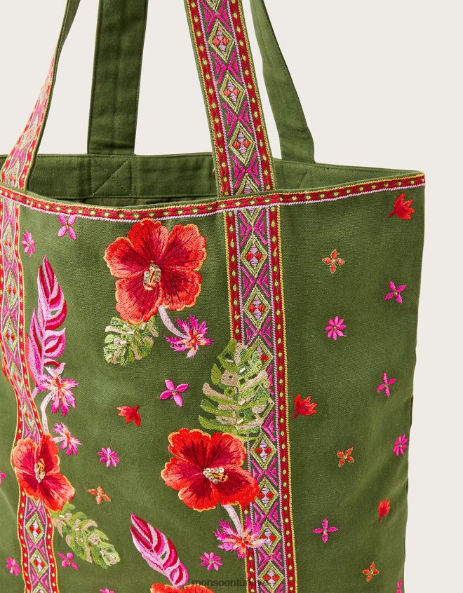 Monsoon kadınlar çiçek işlemeli tote çanta JH86BT1189 aksesuar şık