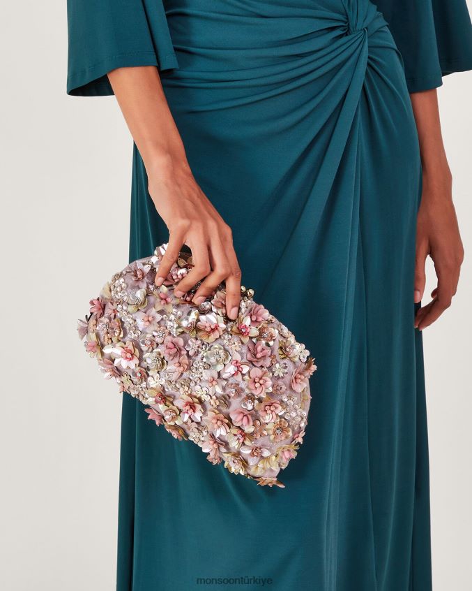 Monsoon kadınlar çiçekli boncuklu kese el çantası JH86BT1187 aksesuar moda