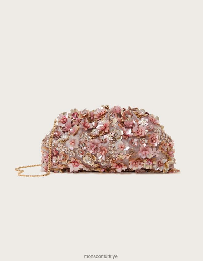 Monsoon kadınlar çiçekli boncuklu kese el çantası JH86BT1187 aksesuar moda