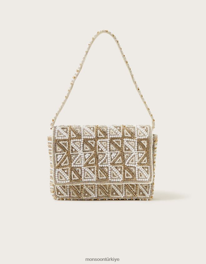 Monsoon kadınlar inci geometrik süslenmiş gelin omuz çantası JH86BT1281 aksesuar moda