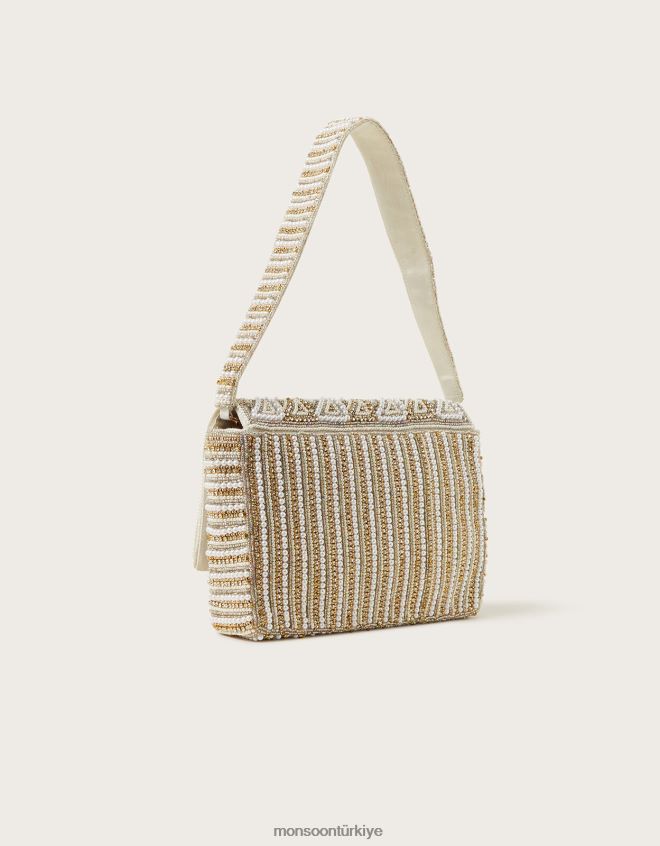 Monsoon kadınlar inci geometrik süslenmiş gelin omuz çantası JH86BT1281 aksesuar moda
