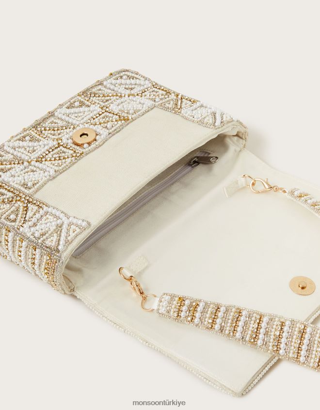 Monsoon kadınlar inci geometrik süslenmiş gelin omuz çantası JH86BT1281 aksesuar moda