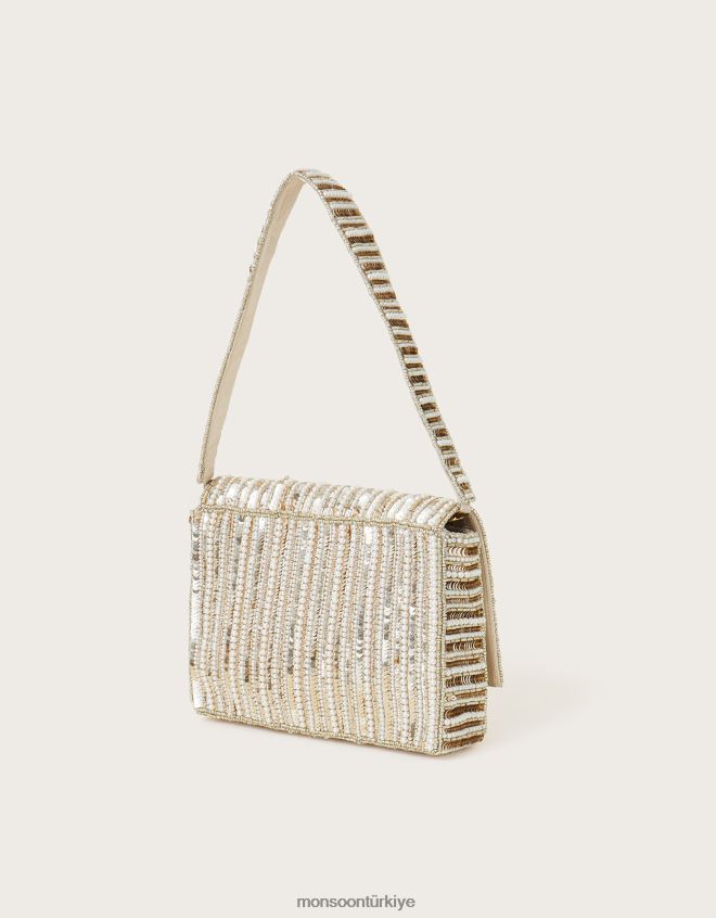 Monsoon kadınlar kristal süslemeli omuz çantası JH86BT1235 aksesuar moda