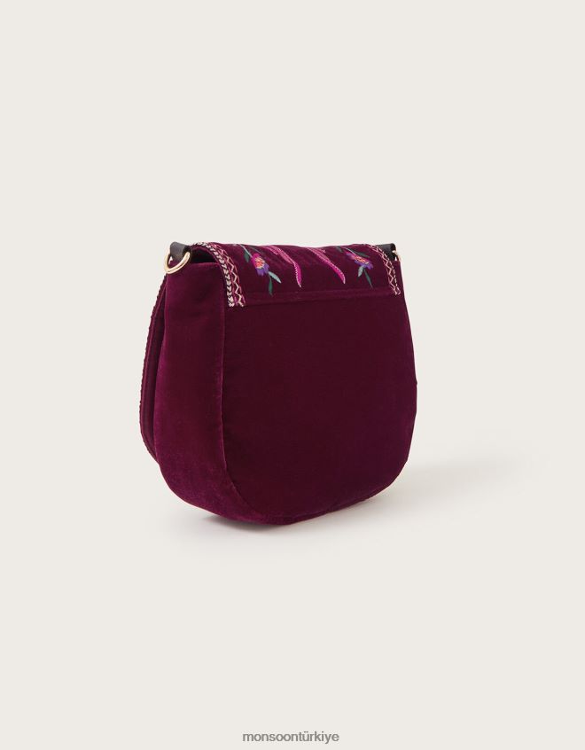 Monsoon kadınlar kuş işlemeli kadife çanta JH86BT1197 aksesuar moda