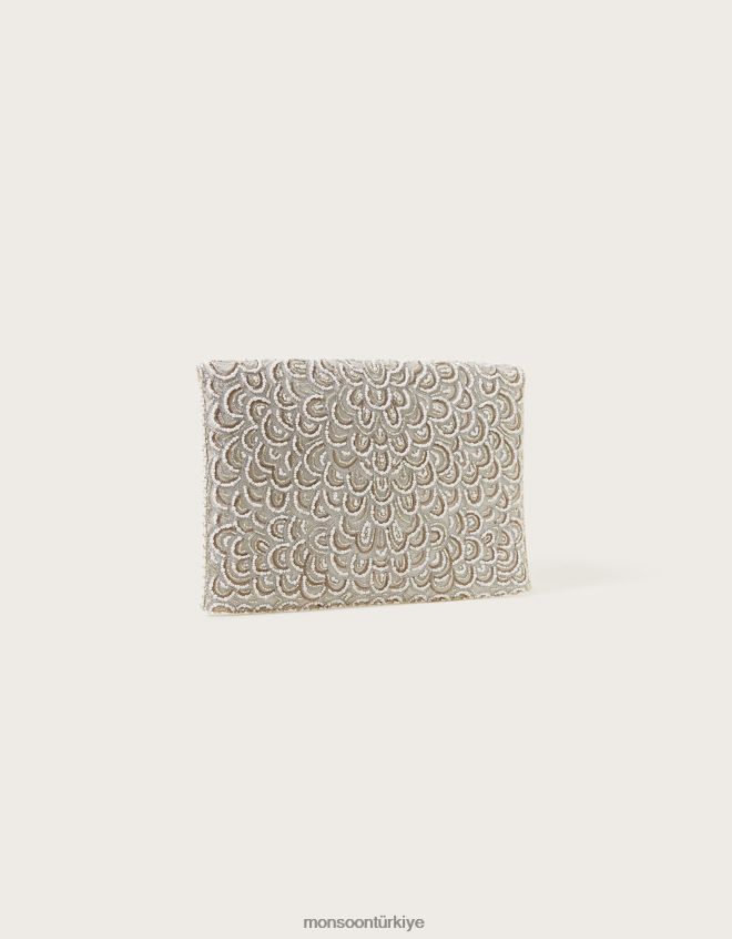 Monsoon kadınlar kuş süslemeli gelin zarfı el çantası JH86BT1276 aksesuar şık