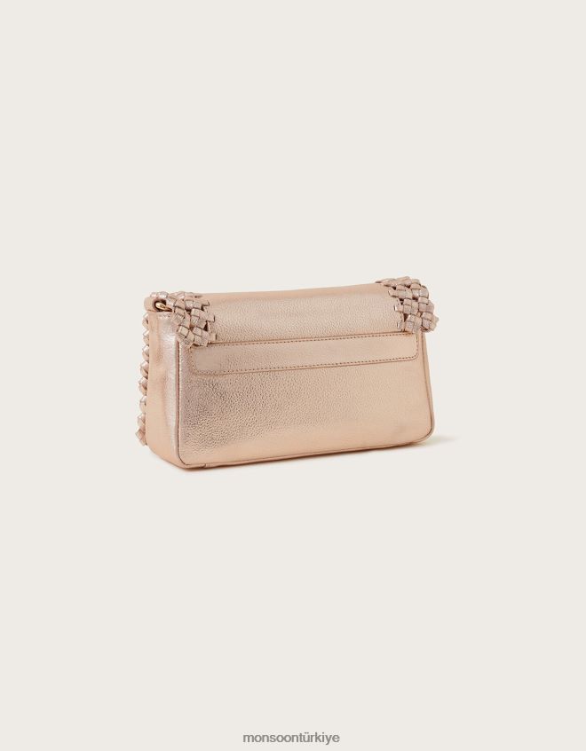 Monsoon kadınlar metalik deri dokuma çapraz çanta JH86BT1290 aksesuar sıcak