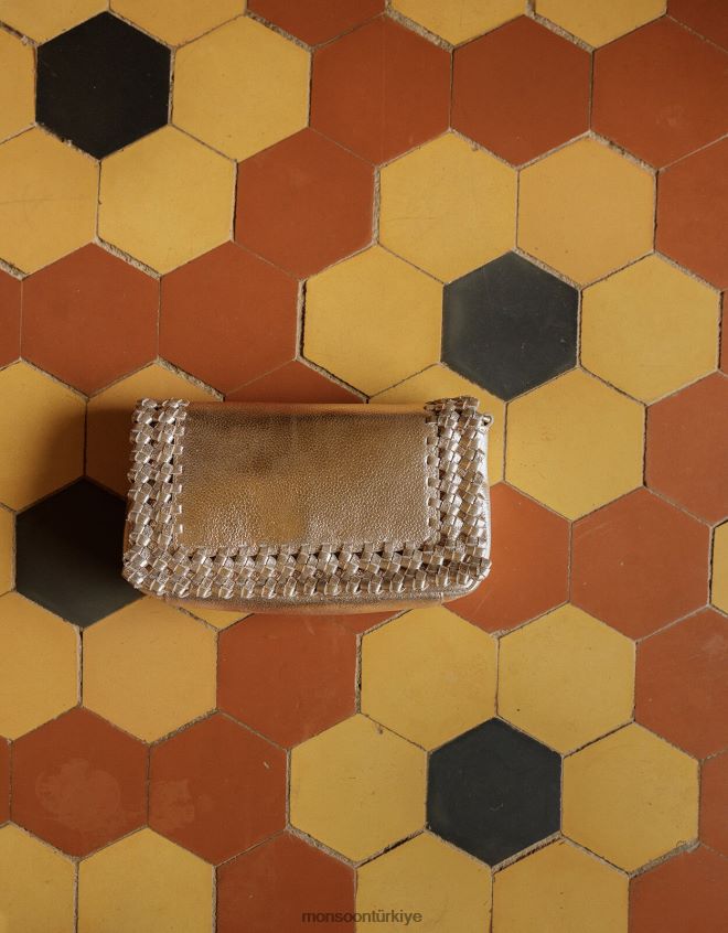 Monsoon kadınlar metalik deri dokuma çapraz çanta JH86BT1290 aksesuar sıcak