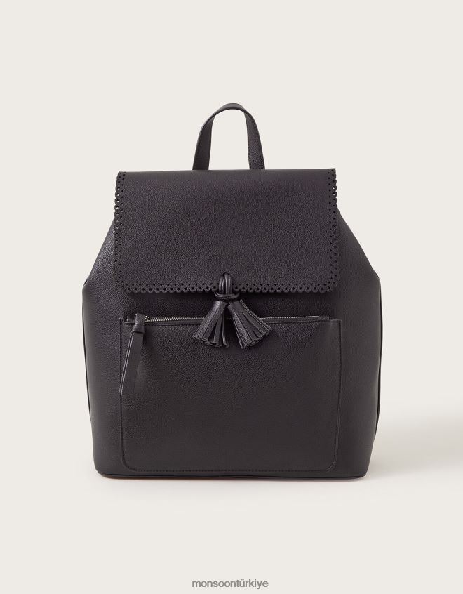 Monsoon kadınlar püskül sırt çantası JH86BT1217 aksesuar siyah