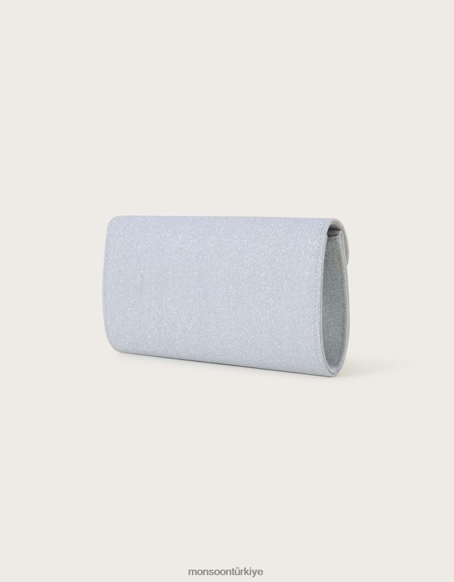 Monsoon kadınlar parıltılı fırsat debriyaj çantası JH86BT1306 aksesuar gümüş