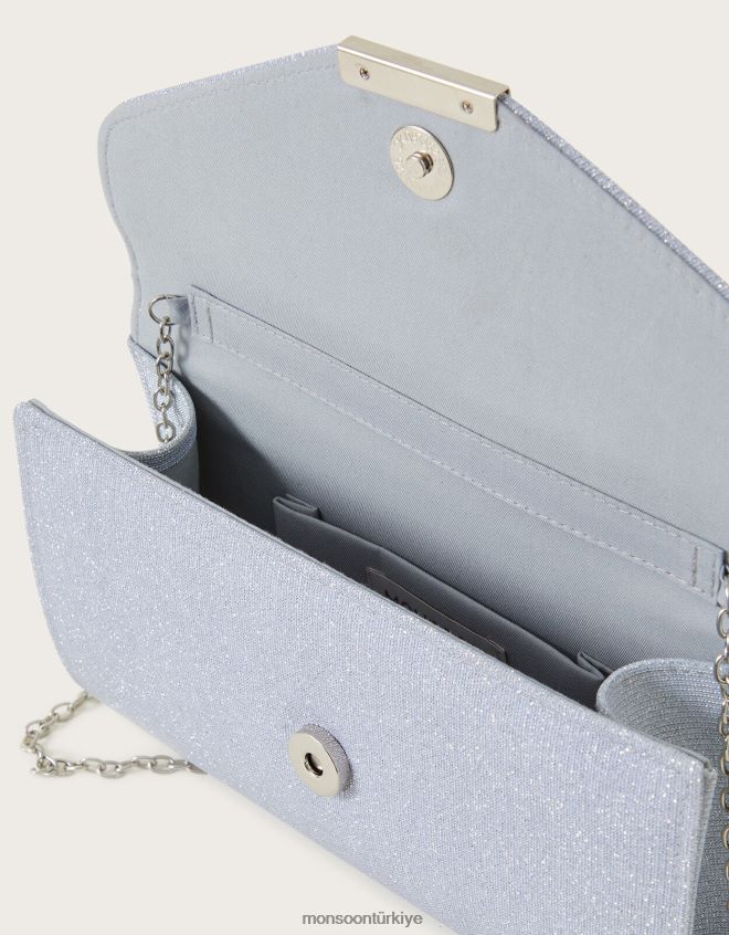 Monsoon kadınlar parıltılı fırsat debriyaj çantası JH86BT1306 aksesuar gümüş