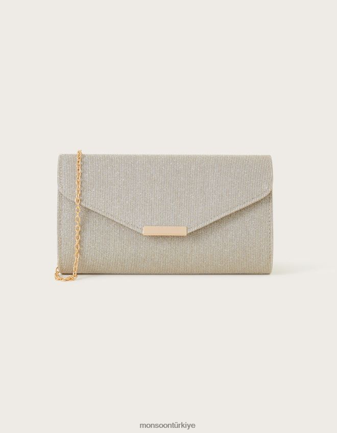 Monsoon kadınlar parıltılı fırsat debriyaj çantası JH86BT1327 aksesuar altın