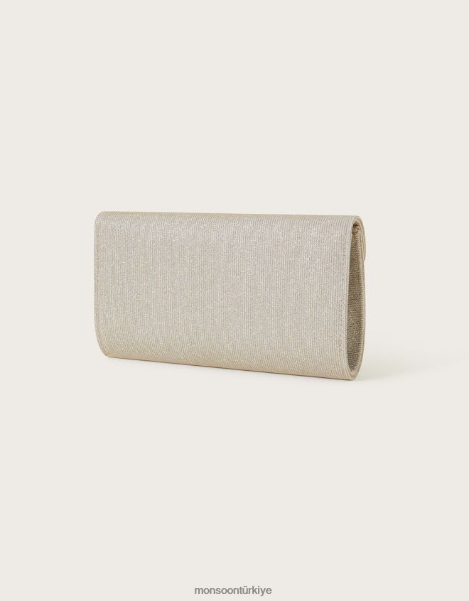 Monsoon kadınlar parıltılı fırsat debriyaj çantası JH86BT1327 aksesuar altın