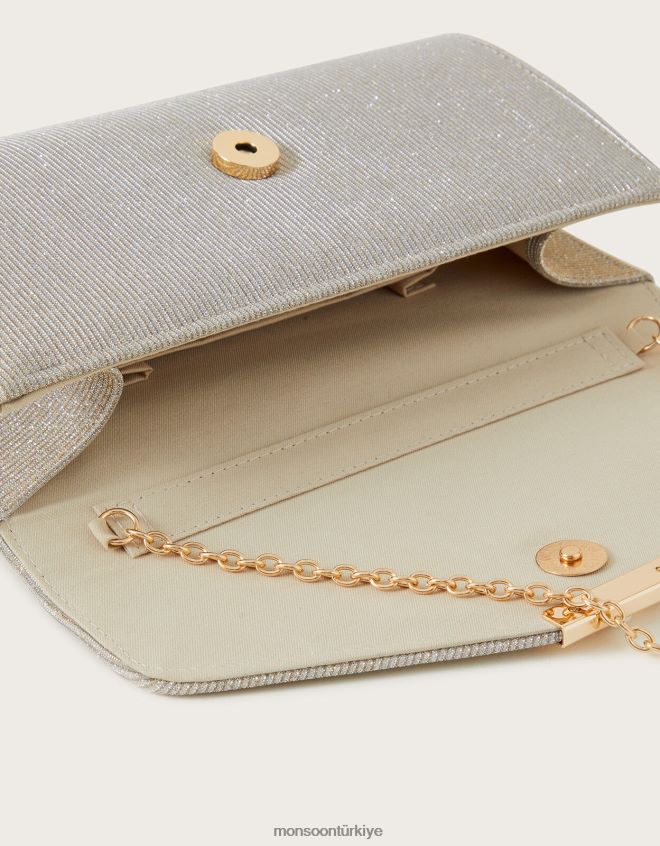 Monsoon kadınlar parıltılı fırsat debriyaj çantası JH86BT1327 aksesuar altın