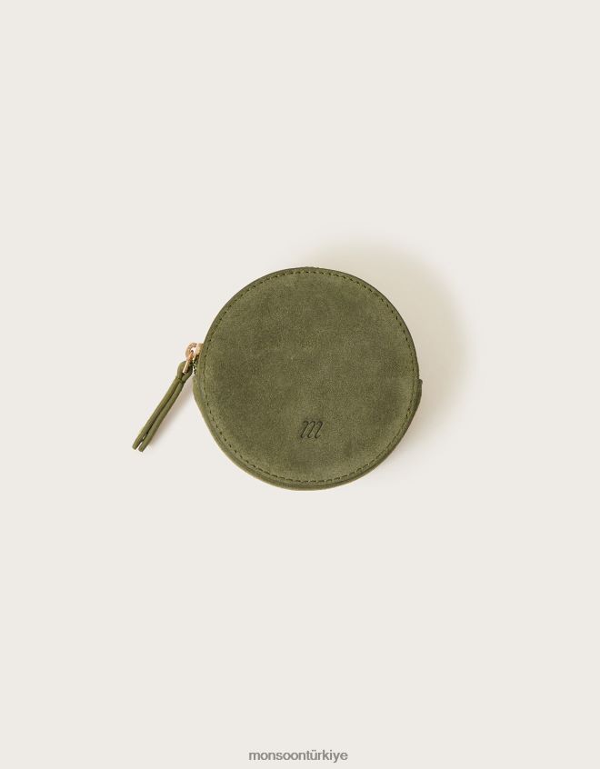 Monsoon kadınlar süet yuvarlak bozuk para cüzdanı JH86BT1381 aksesuar sıcak
