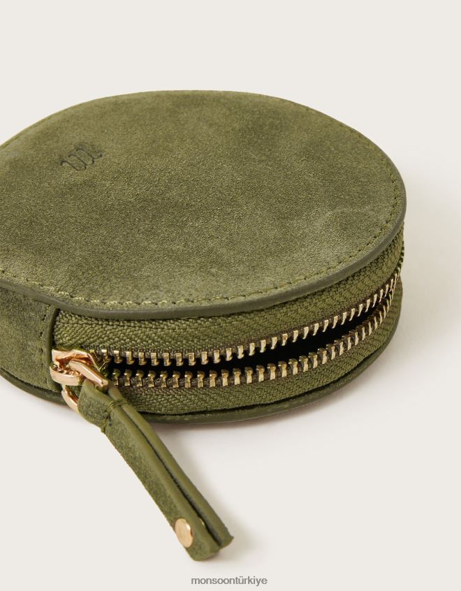 Monsoon kadınlar süet yuvarlak bozuk para cüzdanı JH86BT1381 aksesuar sıcak