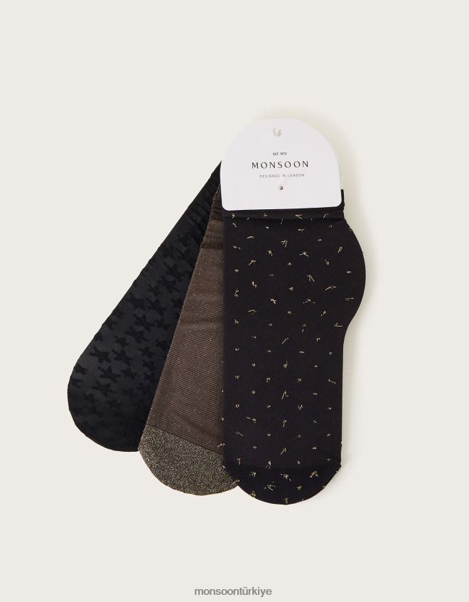 Monsoon kadınlar üçlü pop çorap seti JH86BT1266 aksesuar altın