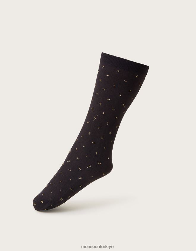 Monsoon kadınlar üçlü pop çorap seti JH86BT1266 aksesuar altın