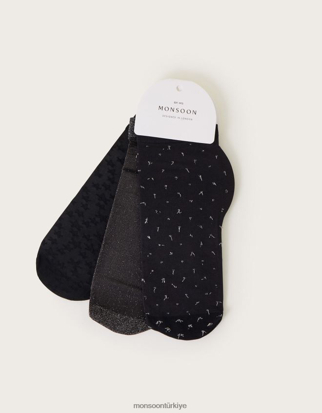 Monsoon kadınlar üçlü pop çorap seti JH86BT1267 aksesuar gümüş