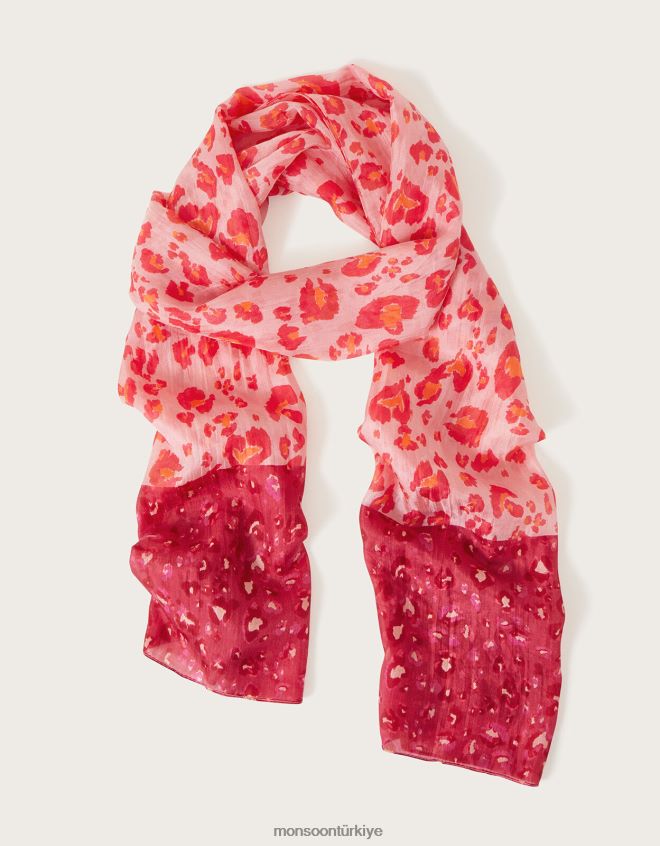 Monsoon kadınlar hayvan desenli ipek eşarp JH86BT1215 aksesuar şık