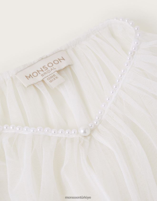 Monsoon kadınlar inci detaylı gelin pelerini JH86BT1294 aksesuar zarif