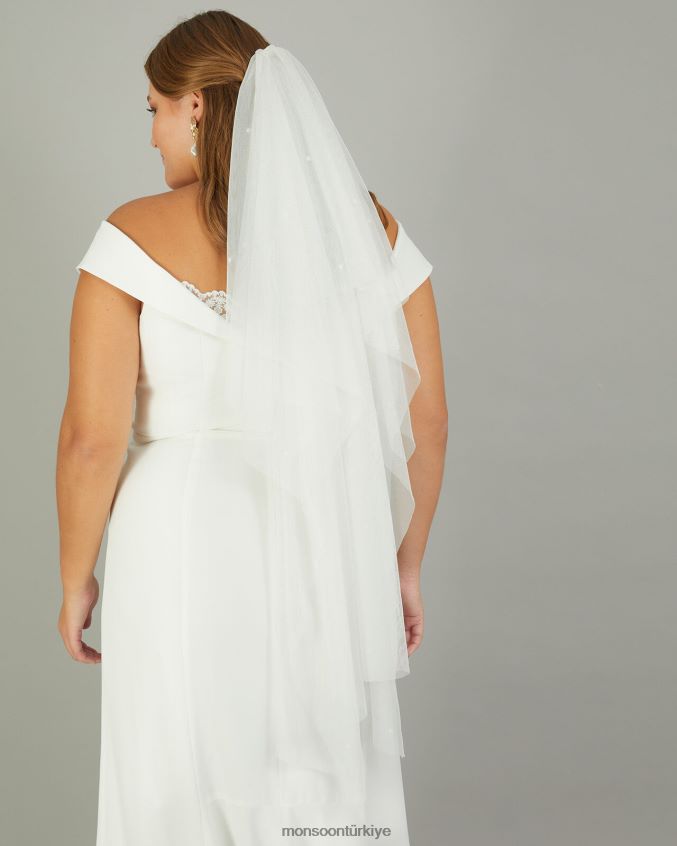 Monsoon kadınlar inci çiçeği ile süslenmiş peçe JH86BT1296 aksesuar şık